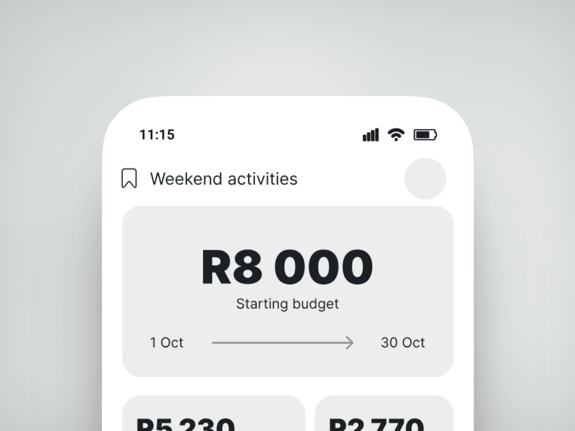 Buccet user interface - app hierarchy